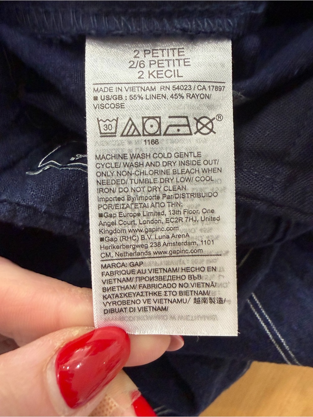 GAP NWT 365 High Rise Linen Blend Pinstripe Navy Trousers - Picture 6 of 6